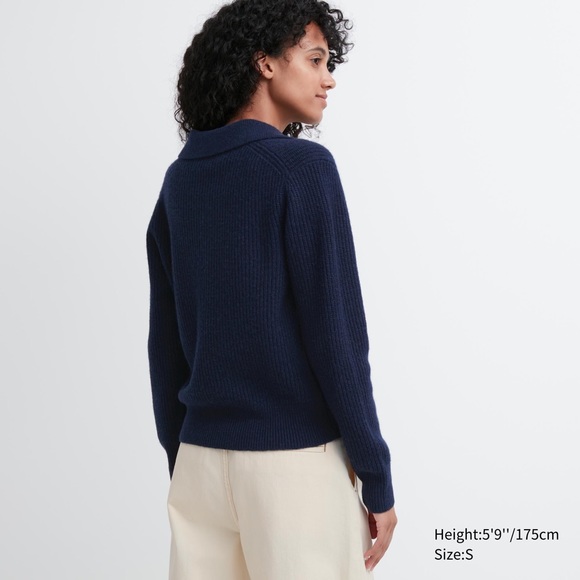 Uniqlo Premium Lambswool Long-Sleeve Polo Sweater - Picture 6 of 14